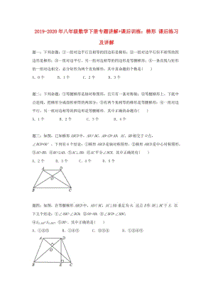 2019-2020年八年級數(shù)學(xué)下冊專題講解+課后訓(xùn)練：梯形 課后練習(xí)及詳解.doc