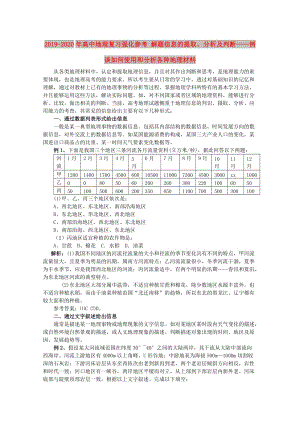 2019-2020年高中地理復(fù)習(xí)強(qiáng)化參考 解題信息的提取、分析及判斷——例談如何使用和分析各種地理材料.doc