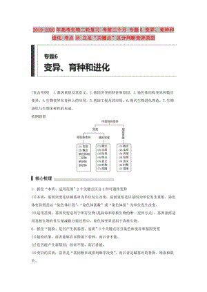 2019-2020年高考生物二輪復(fù)習(xí) 考前三個月 專題6 變異、育種和進(jìn)化 考點(diǎn)18 立足“關(guān)鍵點(diǎn)”區(qū)分判斷變異類型.doc