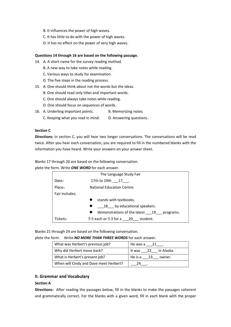 2019-2020年高三上学期期中联考英语试题 含答案.doc_第2页