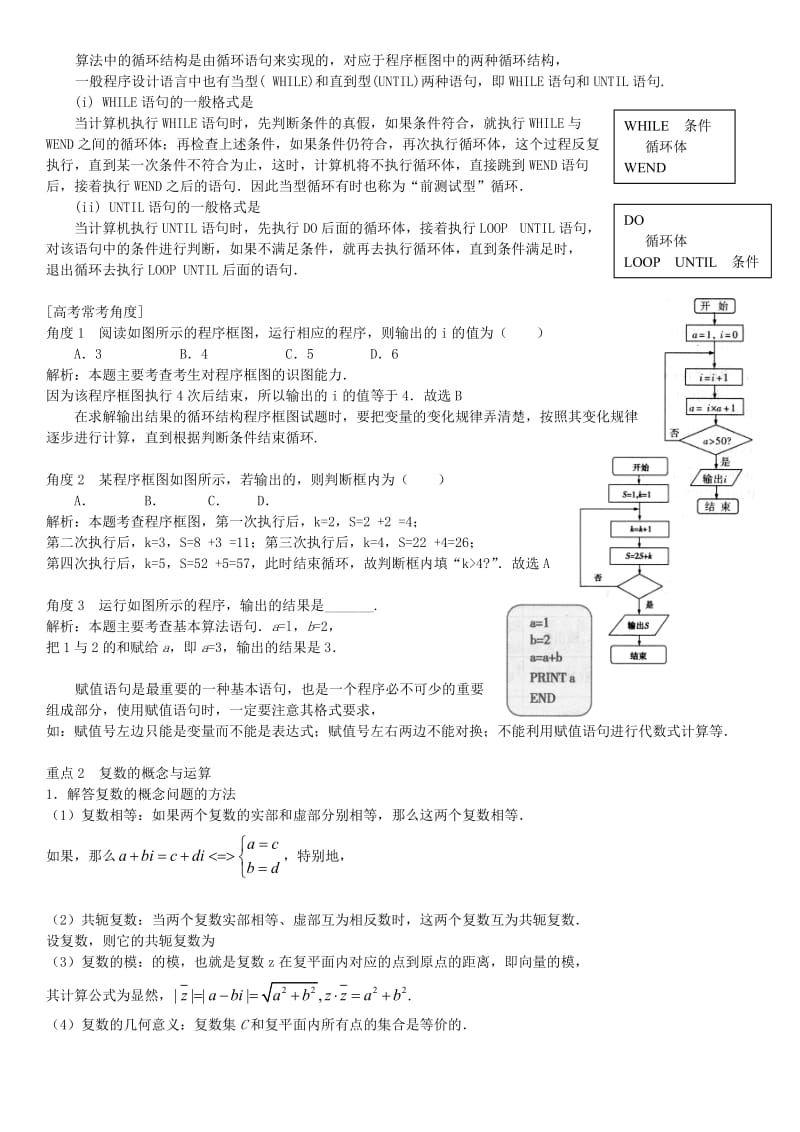 2019-2020年高三数学一轮总复习 专题十六 算法、复数、推理与证明（含解析）.doc_第2页