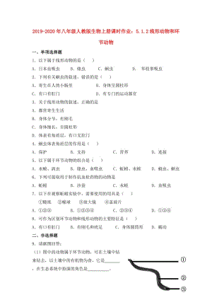 2019-2020年八年級(jí)人教版生物上冊(cè)課時(shí)作業(yè)：5.1.2線形動(dòng)物和環(huán)節(jié)動(dòng)物.doc