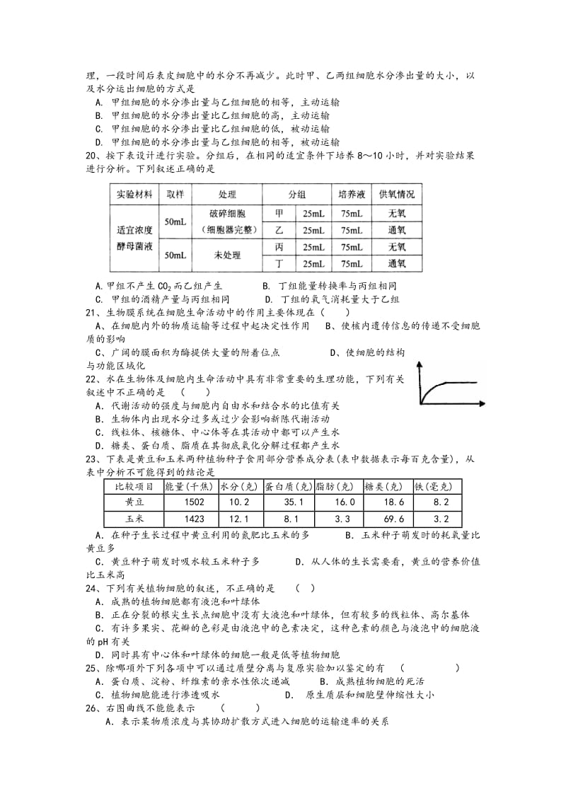 2019-2020年高三阶段测试生物试卷 含答案.doc_第3页