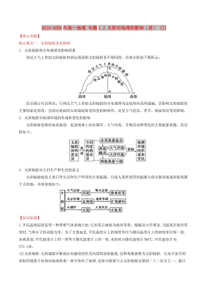 2019-2020年高一地理 專題1.2 太陽(yáng)對(duì)地球的影響（講） (I).doc