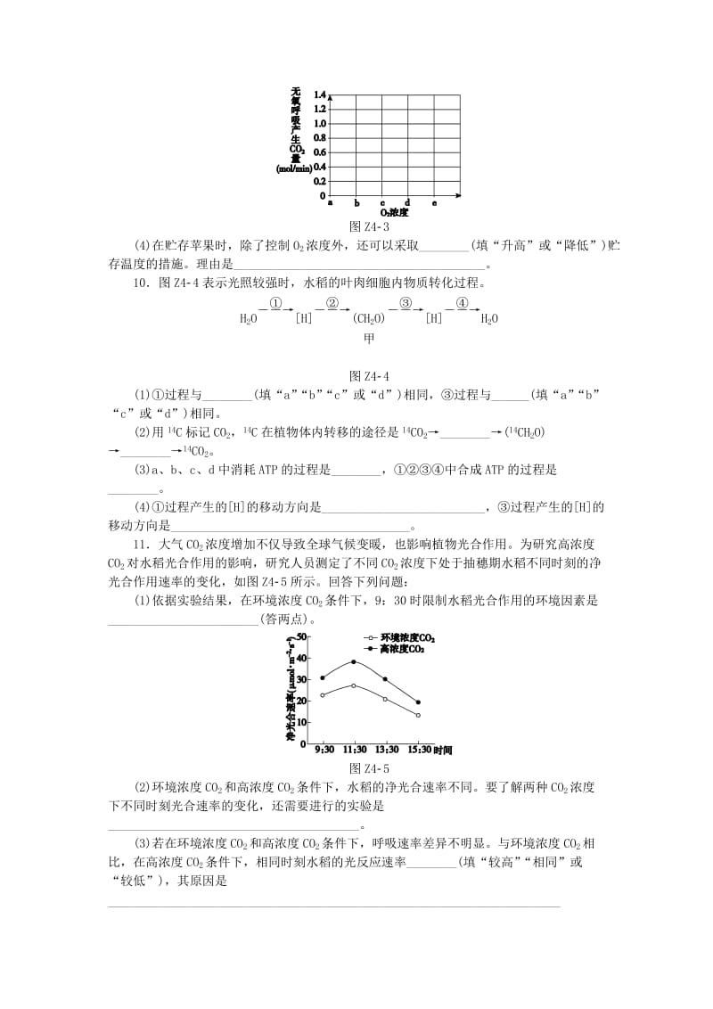 2019-2020年高考生物二轮复习 专题限时训练 光合作用与细胞呼吸A.doc_第3页