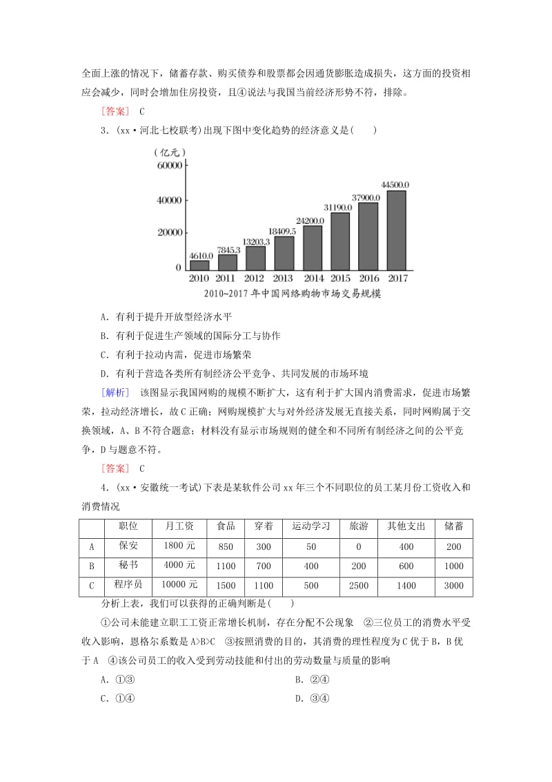 2019-2020年高考政治二轮复习 第二部分 考前30天 专题三 高考题型专练2 图表类选择题.doc_第2页