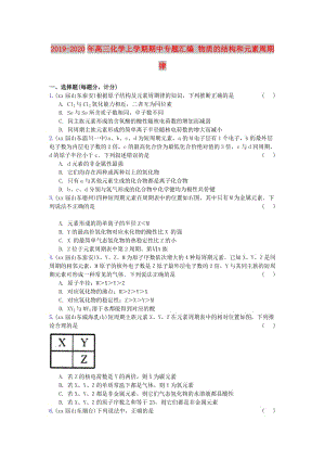 2019-2020年高三化學(xué)上學(xué)期期中專題匯編 物質(zhì)的結(jié)構(gòu)和元素周期律.doc