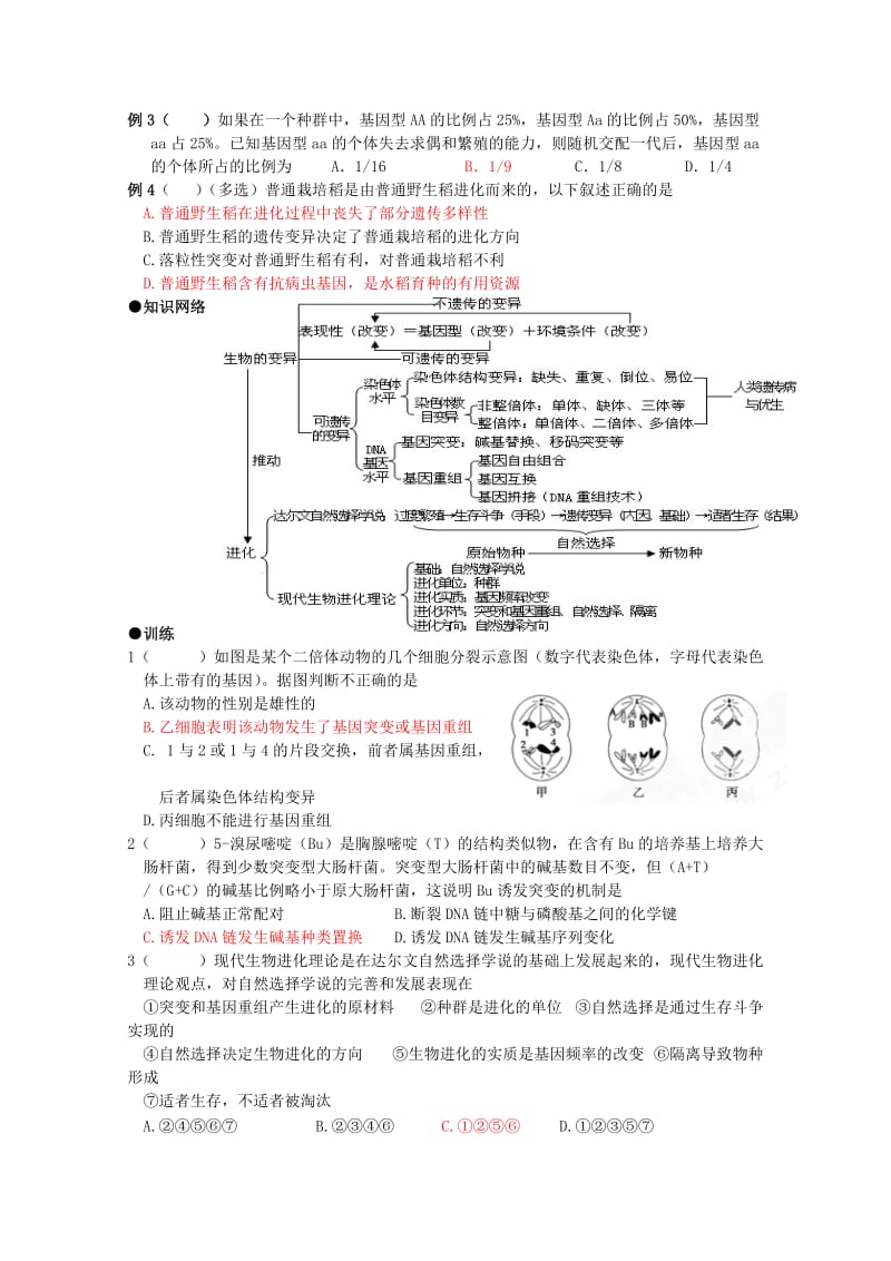 2019-2020年高考生物专题复习 变异、进化和育种专题教案.doc_第2页