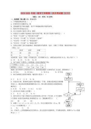 2019-2020年高一數(shù)學下學期第一次月考試題 文(VI).doc