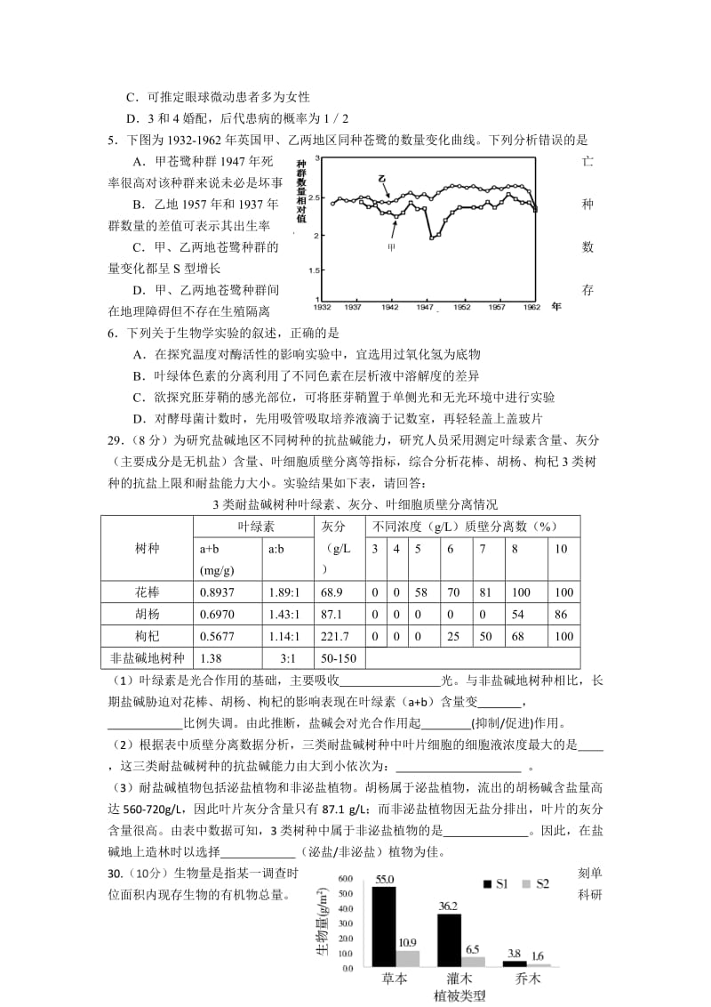 2019-2020年高三下学期高考仿真（一）理综生物试题 含答案.doc_第2页