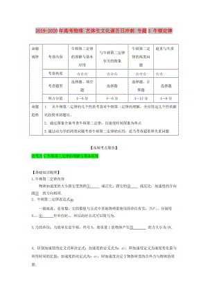 2019-2020年高考物理 藝體生文化課百日沖刺 專題3 牛頓定律.doc