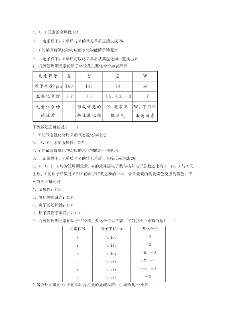 2019-2020年高一化学4月月考试题重点班.doc_第2页