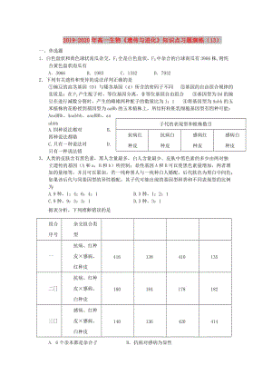 2019-2020年高一生物《遺傳與進化》知識點習題演練（13）.doc