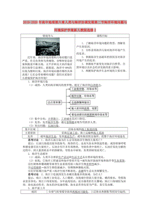 2019-2020年高中地理第六章人類與海洋協(xié)調(diào)發(fā)展第二節(jié)海洋環(huán)境問題與環(huán)境保護學案新人教版選修2.doc