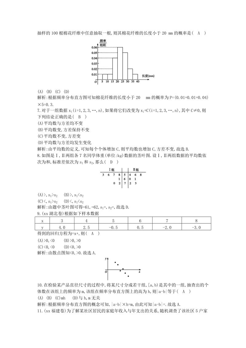 2019-2020年高考数学二轮复习 专题7 概率与统计 第3讲 统计与统计案例 理.doc_第2页