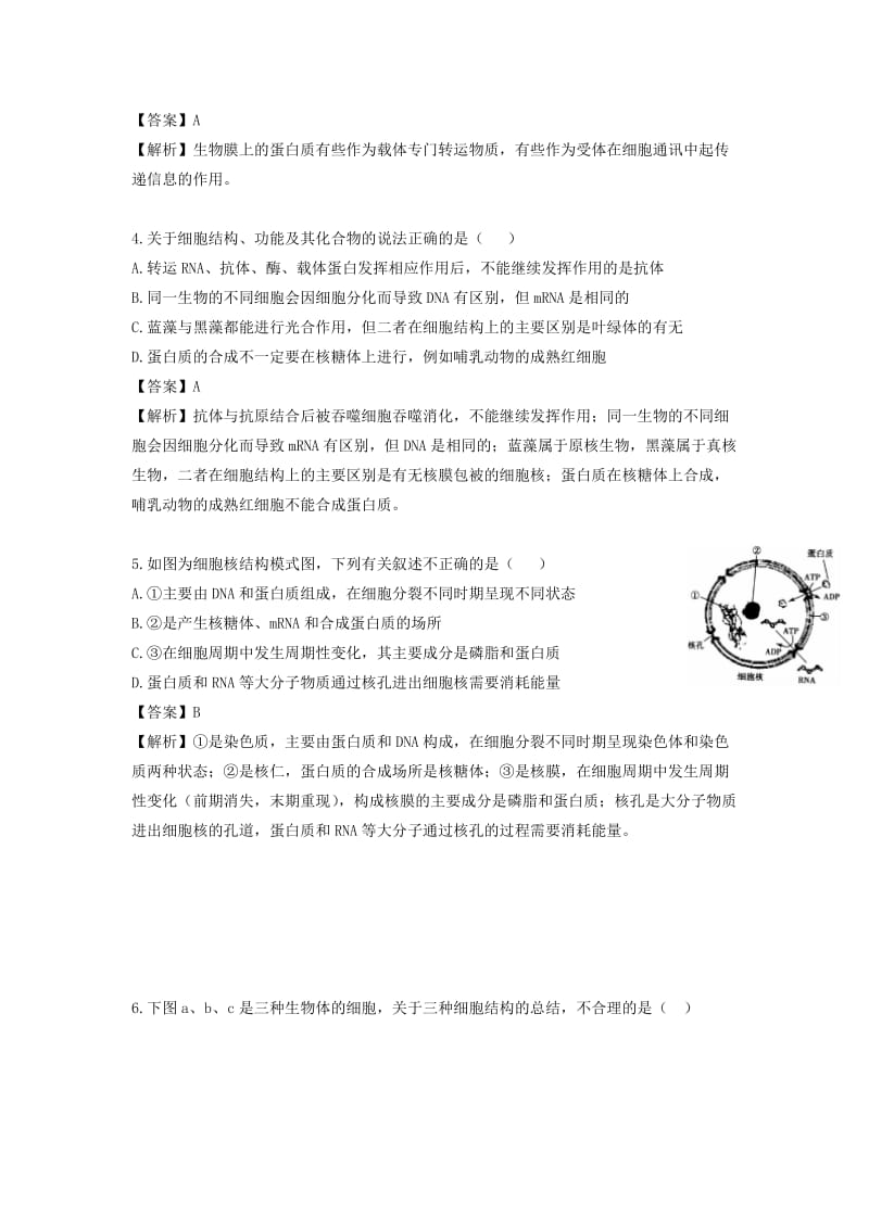 2019-2020年高三生物二轮复习 专题精讲一 细胞的物质基础与结构基础 满分冲刺（二）细胞的结构与功能.doc_第2页