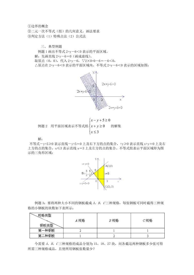 2019-2020年高中数学 3.3一元二次不等式（组）与简单线性规划问题教学案 新人教版必修5.doc_第2页