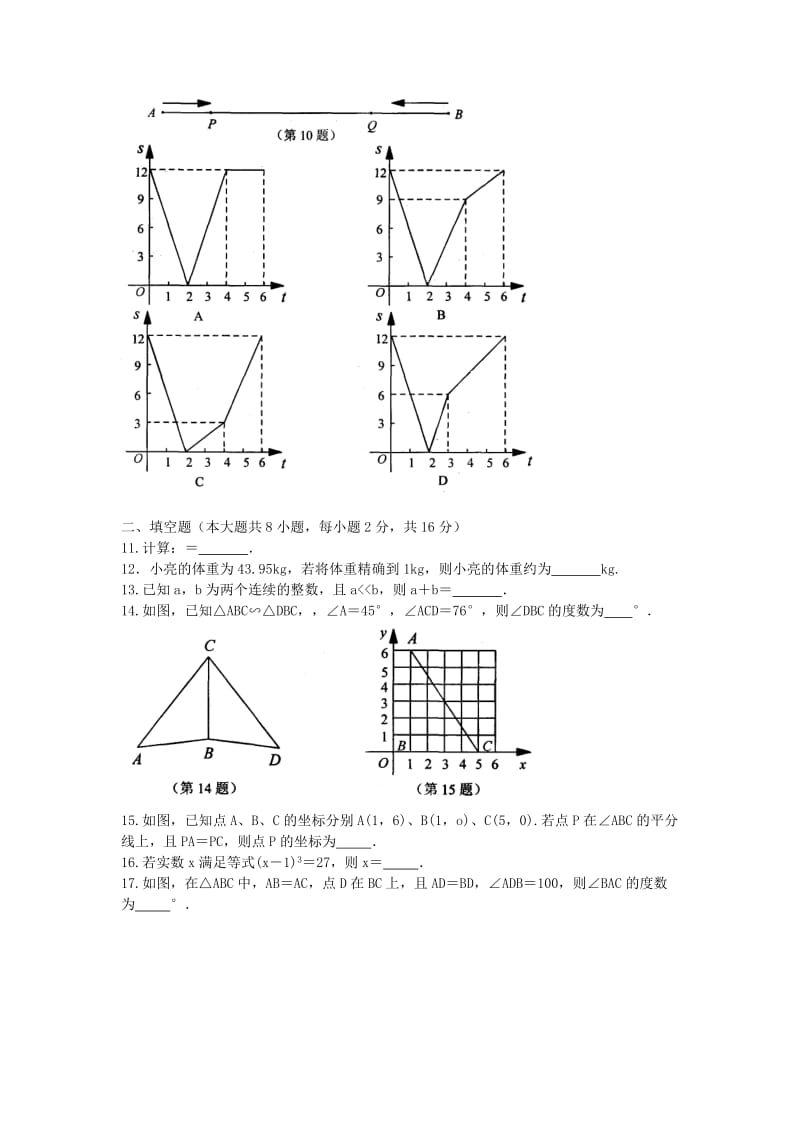 2019-2020年八年级数学12月反馈试题 苏科版.doc_第2页