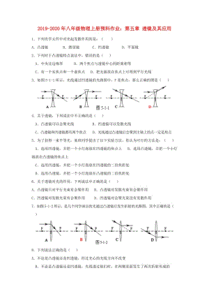 2019-2020年八年級物理上冊預(yù)科作業(yè)：第五章 透鏡及其應(yīng)用.doc