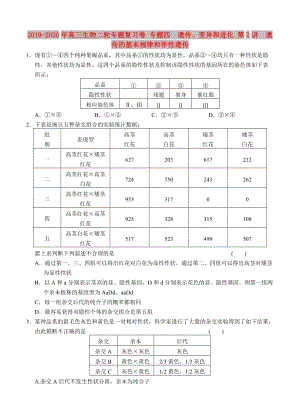 2019-2020年高三生物二輪專題復(fù)習(xí)卷 專題四　遺傳、變異和進(jìn)化 第2講　遺傳的基本規(guī)律和伴性遺傳.doc