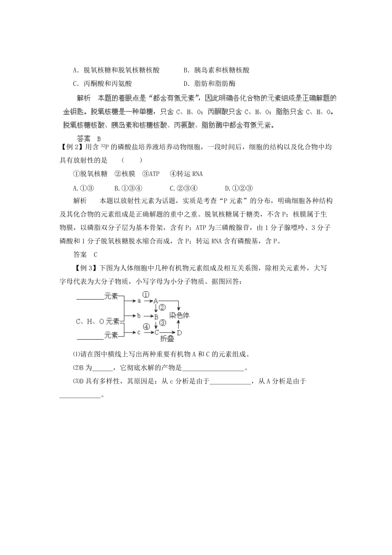 2019-2020年高中生物 二轮专题01 细胞的分子组成教案 新人教版.doc_第2页