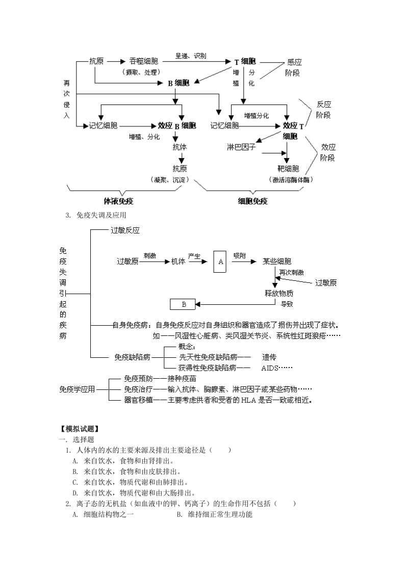 2019-2020年高三生物专题复习 生命活动的调节教案.doc_第3页