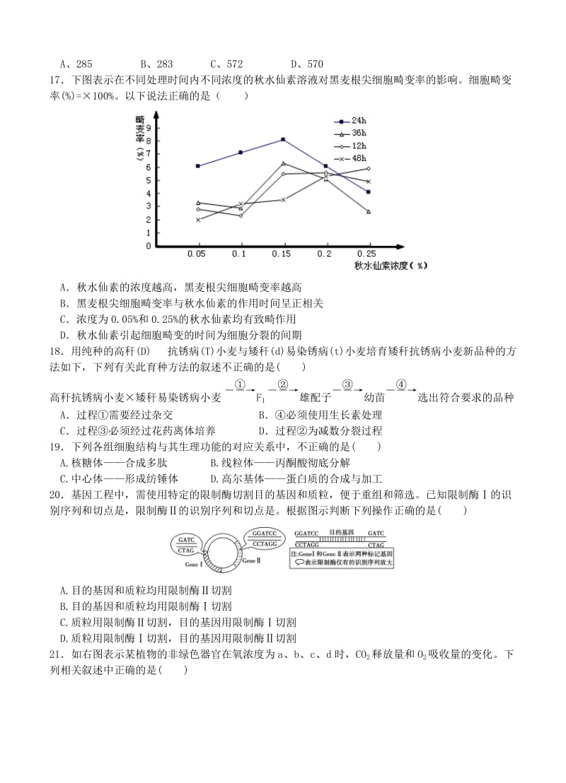 2019-2020年高三下学期开学考试生物试题.doc_第3页