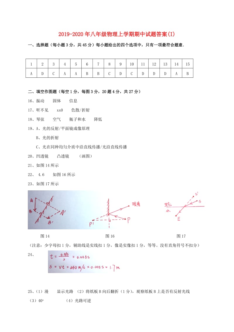 2019-2020年八年级物理上学期期中试题答案(I).doc_第1页