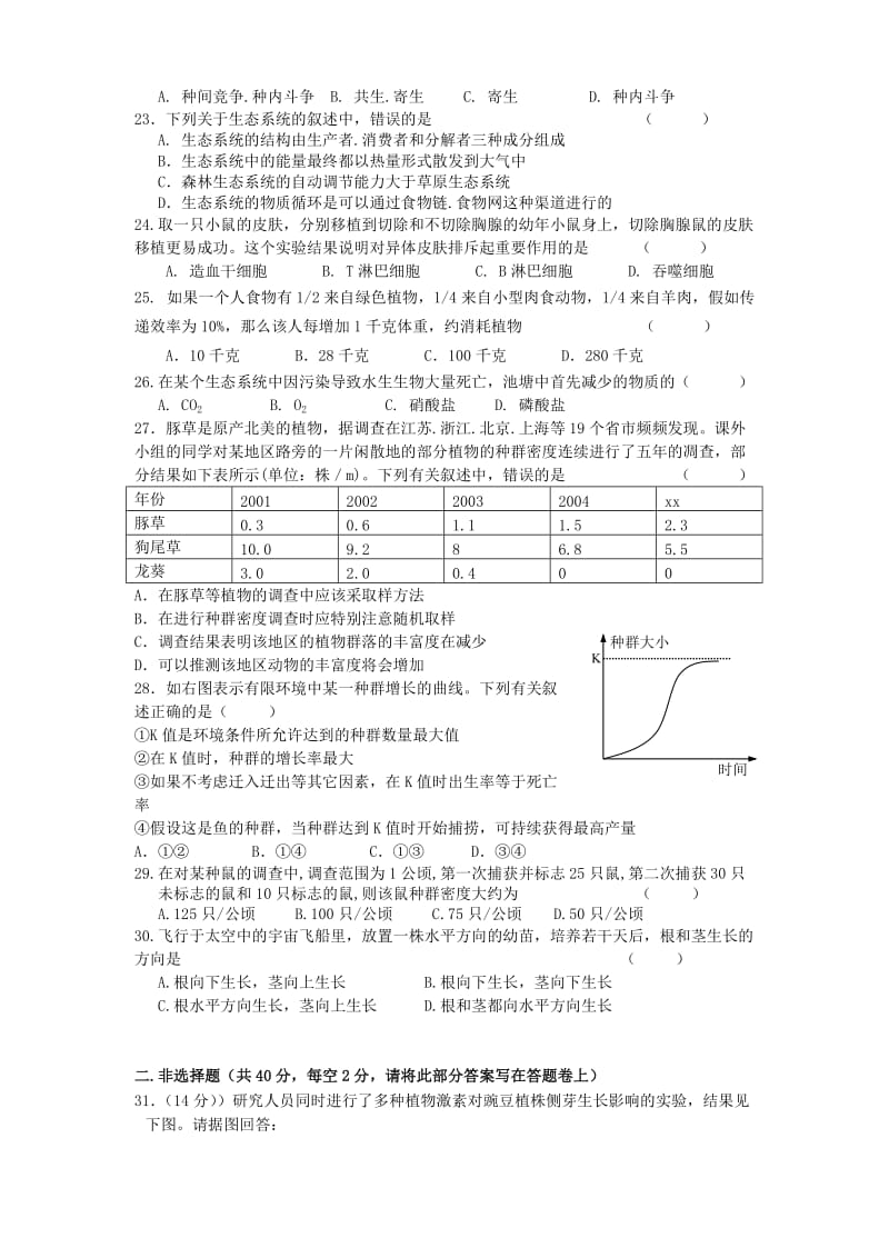 2019-2020年高二生物上学期期末考试试题 理(II).doc_第3页