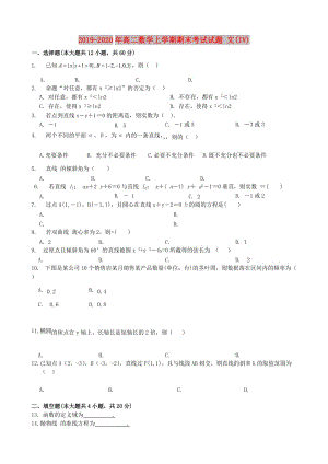 2019-2020年高二數(shù)學(xué)上學(xué)期期末考試試題 文(IV).doc