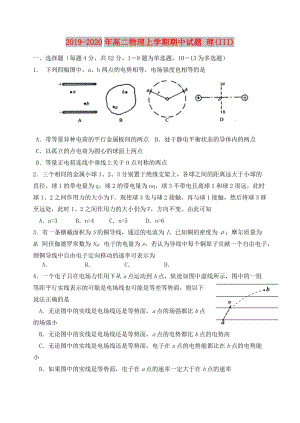 2019-2020年高二物理上學(xué)期期中試題 理(III).doc