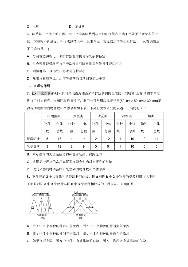 2019-2020年高考生物一轮专题 第4章 3、4节 群落的结构 群落的演替 新人教版必修3.doc_第2页