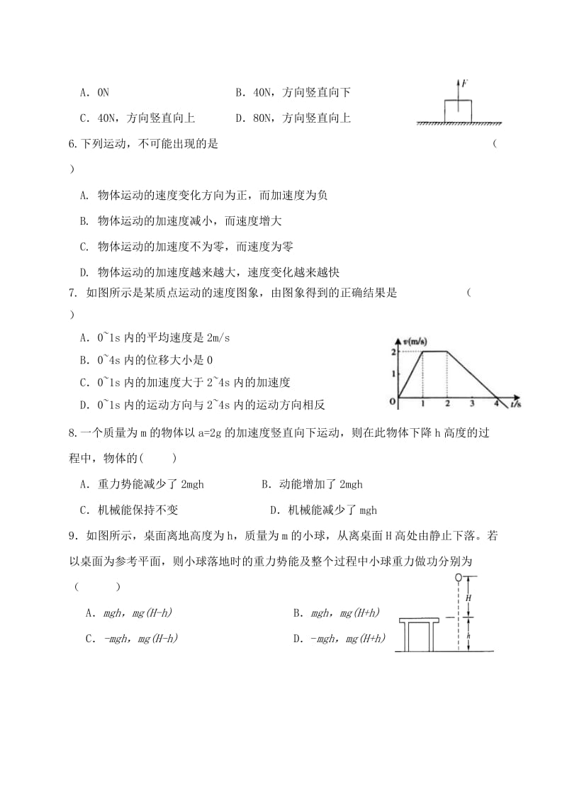 2019-2020年高二物理1月会考试题.doc_第2页