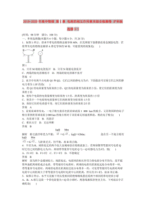 2019-2020年高中物理 第1章 電荷的相互作用章末綜合檢測卷 滬科版選修3-1.doc