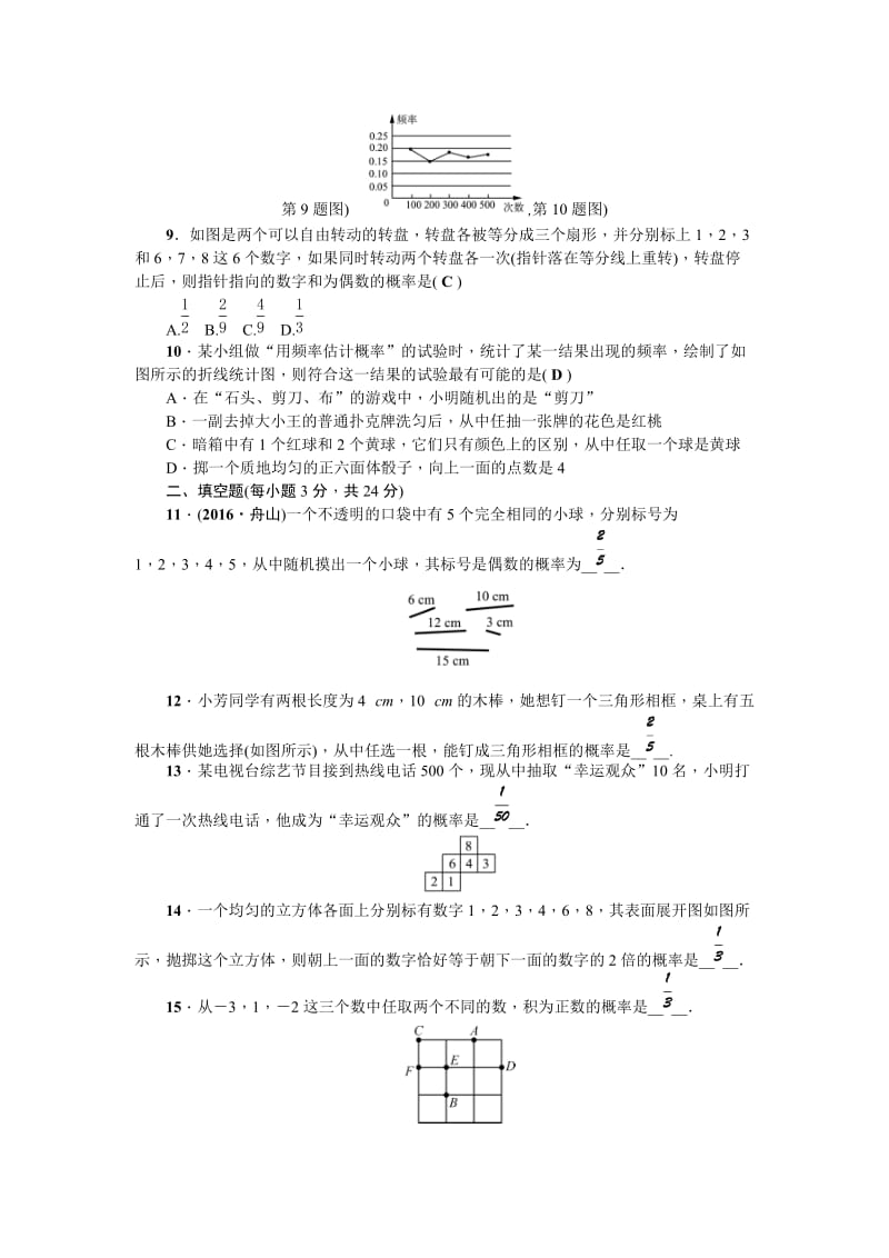 2017年秋人教版九年级上《第25章概率初步》检测题含答案.doc_第2页