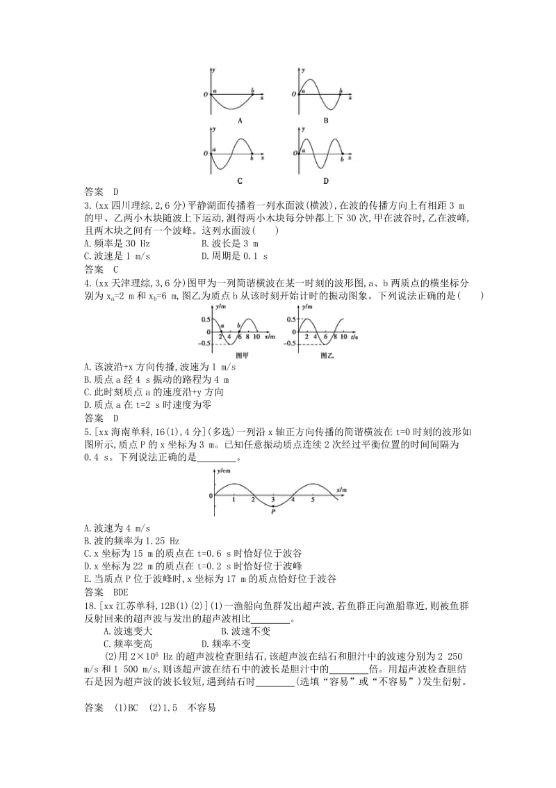 2019-2020年高考物理试题分类汇编 专题十四 机械振动与机械波.doc_第2页