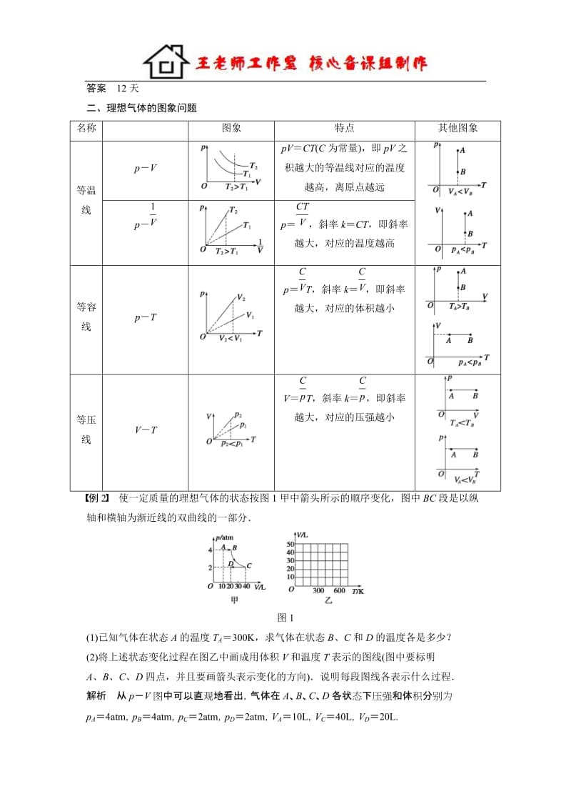 2017人教版高中物理选修3-38.4《习题课气体实验定律和理想气体状态方程的应用》word学案.docx_第2页