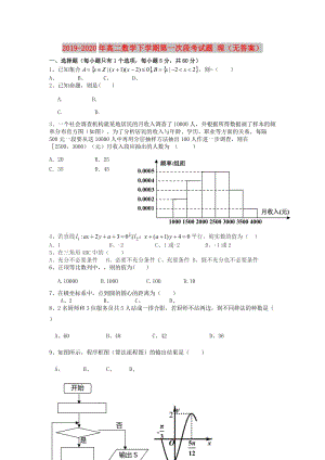 2019-2020年高二數(shù)學下學期第一次段考試題 理（無答案）.doc