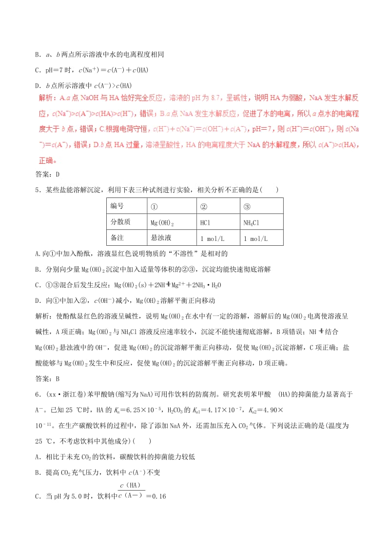 2019-2020年高考化学四海八荒易错集专题09电解质溶液.doc_第3页