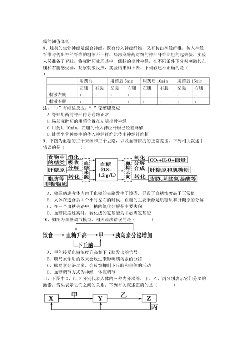 2019-2020年高二生物上学期期中联考试卷.doc_第2页