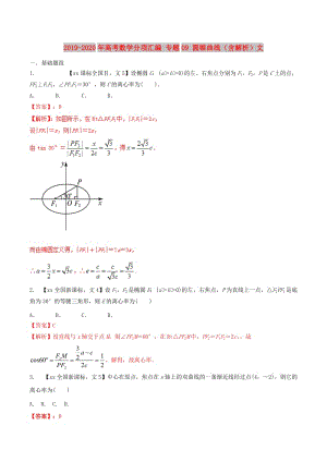 2019-2020年高考數(shù)學(xué)分項(xiàng)匯編 專題09 圓錐曲線（含解析）文.doc