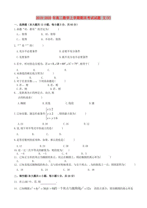 2019-2020年高二數(shù)學(xué)上學(xué)期期末考試試題 文(V).doc