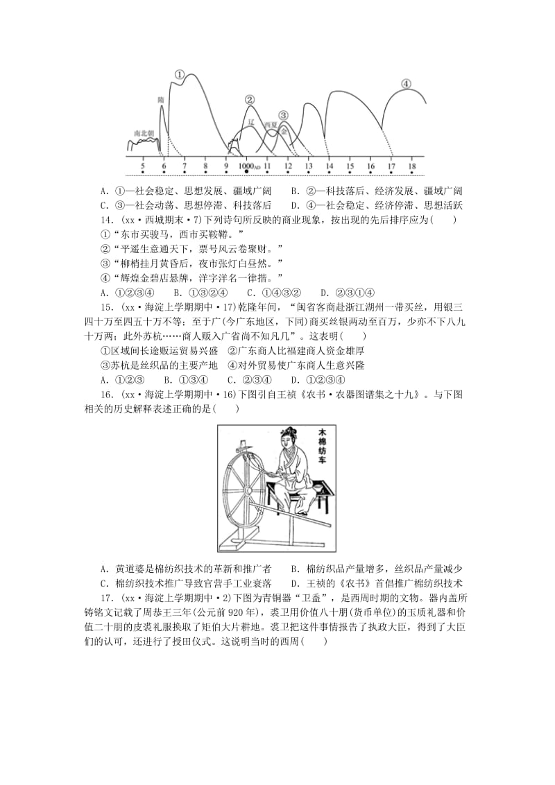 2019-2020年高考历史二轮复习试题分类汇编 专题2 中国古代的经济制度.doc_第3页