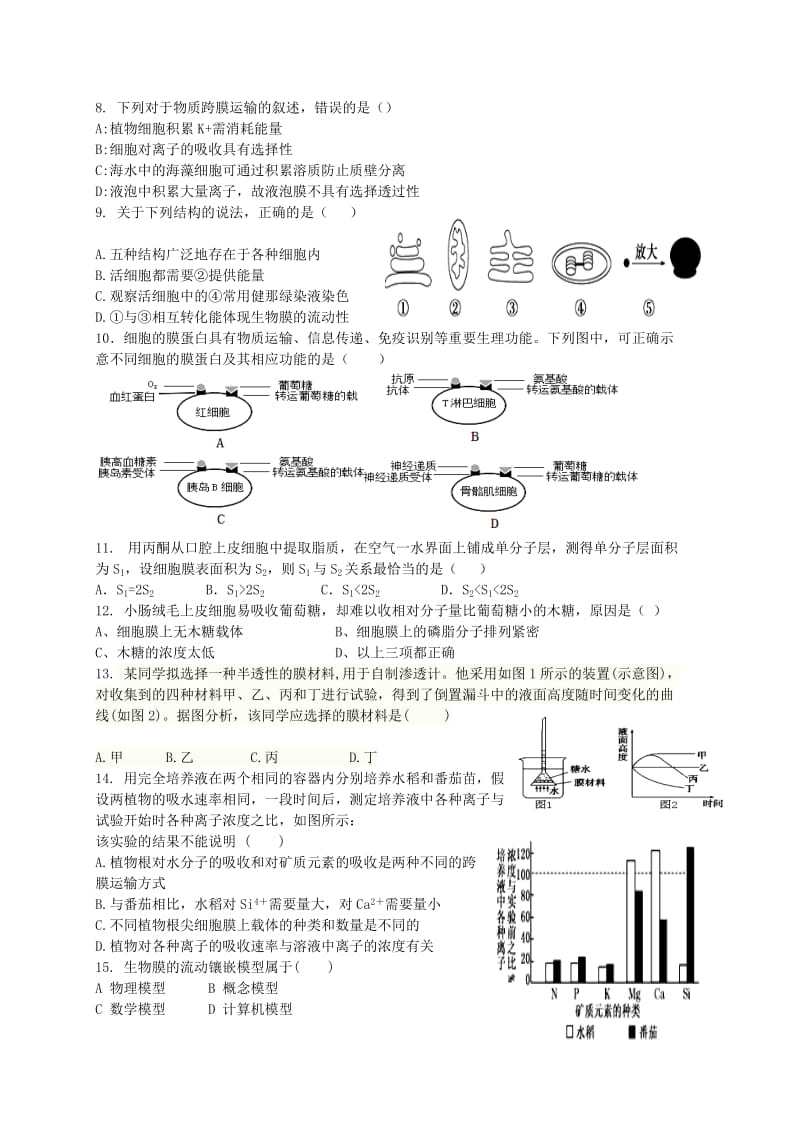 2019-2020年高二生物下学期入学考试试卷.doc_第2页