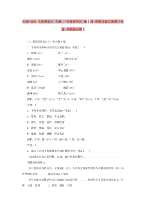 2019-2020年高中語文 專題一 向青春舉杯 第3課 應(yīng)用體驗(yàn)之旅課下作業(yè) 蘇教版必修1 .doc