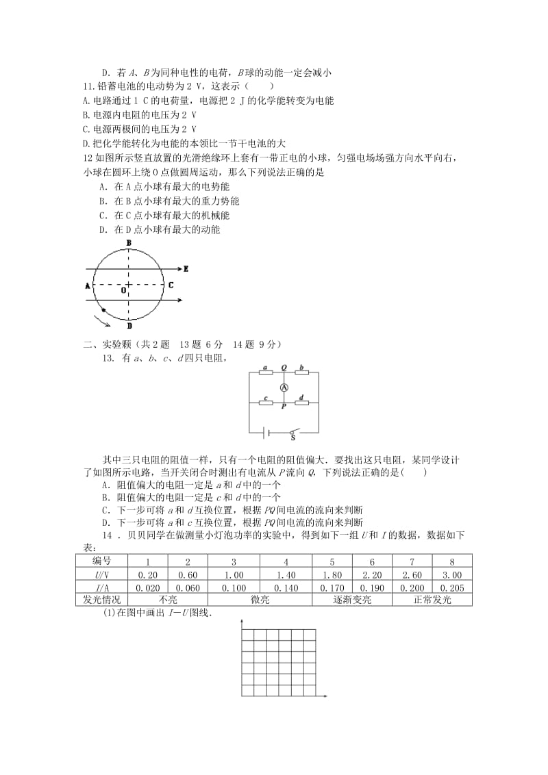 2019-2020年高二物理上学期期中试题 理（无答案）(I).doc_第3页