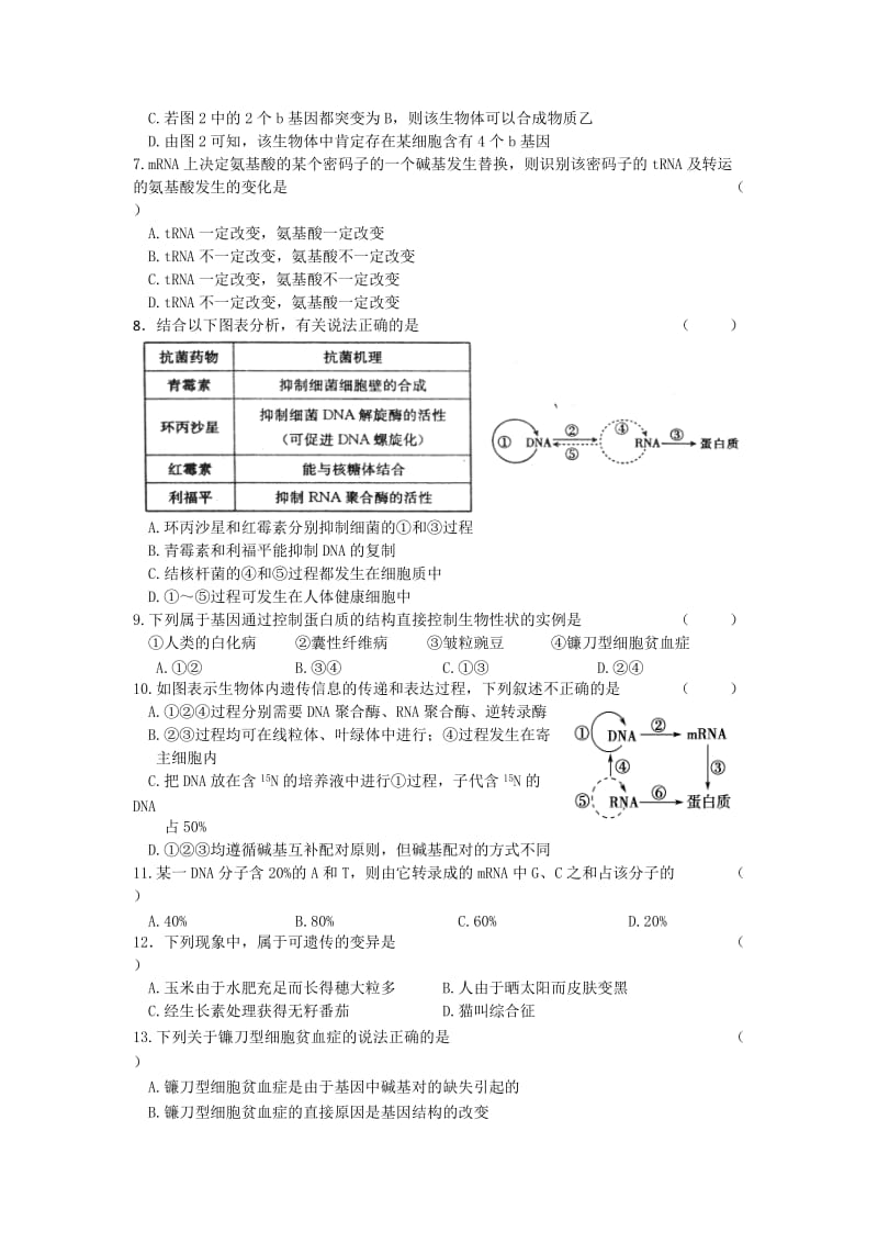 2019年高二12月月考生物试题含答案.doc_第2页