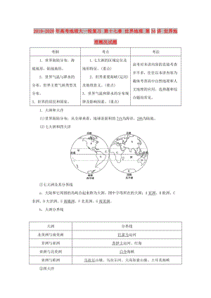 2019-2020年高考地理大一輪復習 第十七章 世界地理 第34講 世界地理概況試題.doc