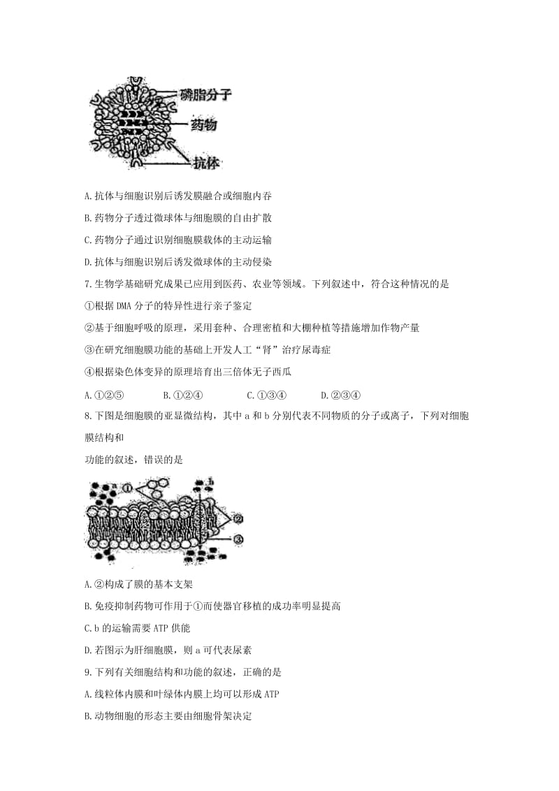 2019-2020年高一上学期周考（11.20）生物试题 含答案.doc_第2页