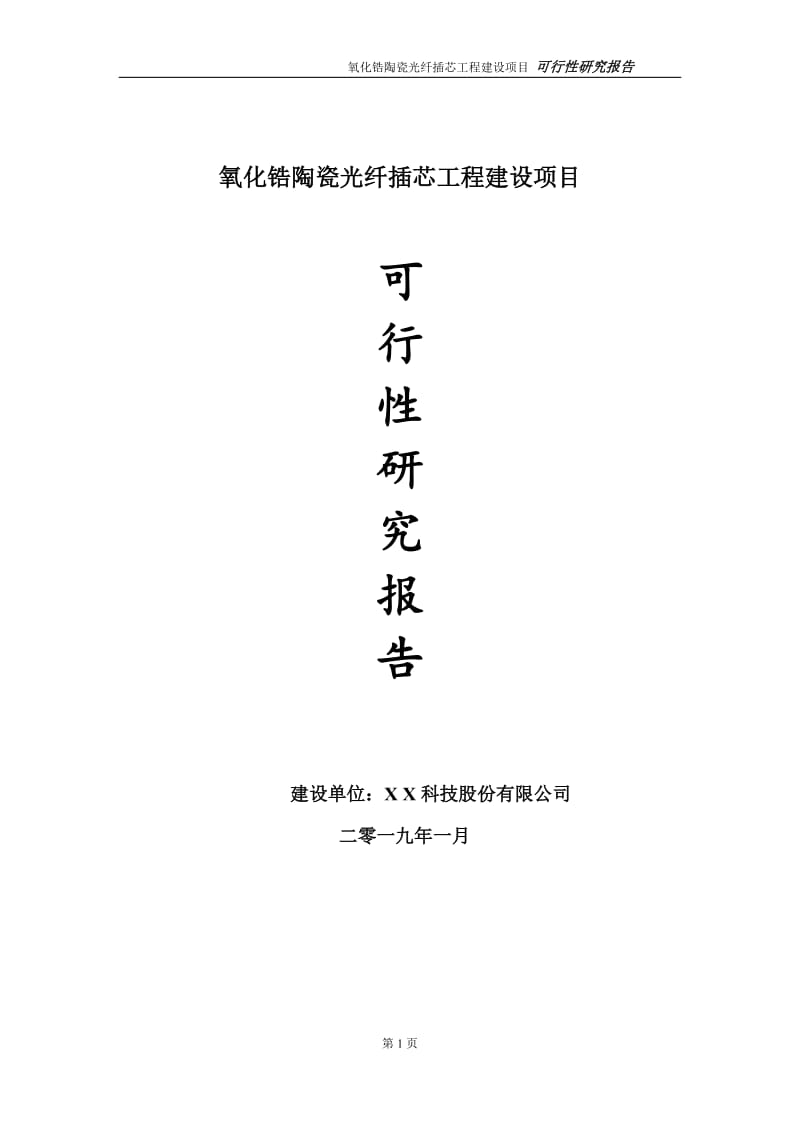 氧化锆陶瓷光纤插芯项目可行性研究报告（建议书模板）_第1页